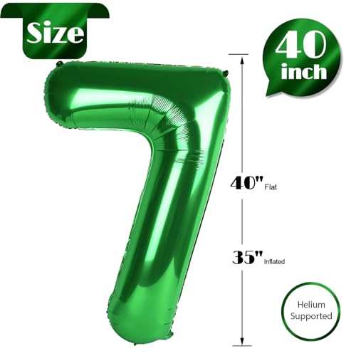 Image of Dark Green Number 7 Balloon 40 Inch, 7th Birthday Party Decorations, Giant 7 Foil Balloon for Party Supplies