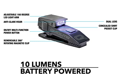 Quiqlitepro I.d. Check Ultraviolet/White Hands-Free Led Pocket Light: 10 Lumens 380 Nm, Nylon Plastic Housing (Non Rechargeable) #TOP2