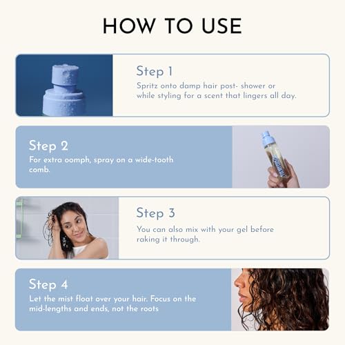 Image of Fix My Curls Hair Mist Fragrance | Crystal Aqua Scent | Notes of Cirtus, Salt, Musk |Alcohol Free & Unisex | 100ml