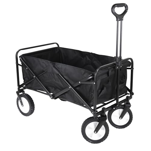 Amig - Faltbarer Gartenwagen Strandwagen mit wasserdichtem Oxford-Gewebe Farbe Schwarz 20 cm...