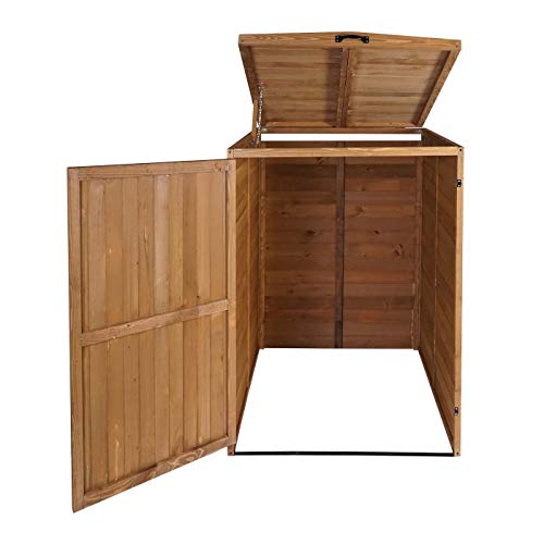 XL 1er-/2er-Mülltonnenverkleidung HWC-H74, Mülltonnenbox, erweiterbar 126x80x98cm Holz FSC® - braun
