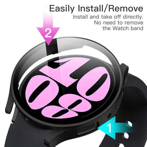 Image of JETech Cover Case with Screen Protector for Samsung Galaxy Watch 6 40mm, Overall Protective Cover, Built-in Tempered Glass Film High Sensitivity, 2 Pack (Black)
