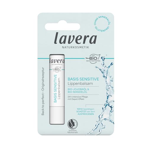 lavera Balsamo per labbra sensitive di base, per labbra sensibili, idrata e lenisce – nutre in modo flessibile, cosmetico naturale – 1 pezzo