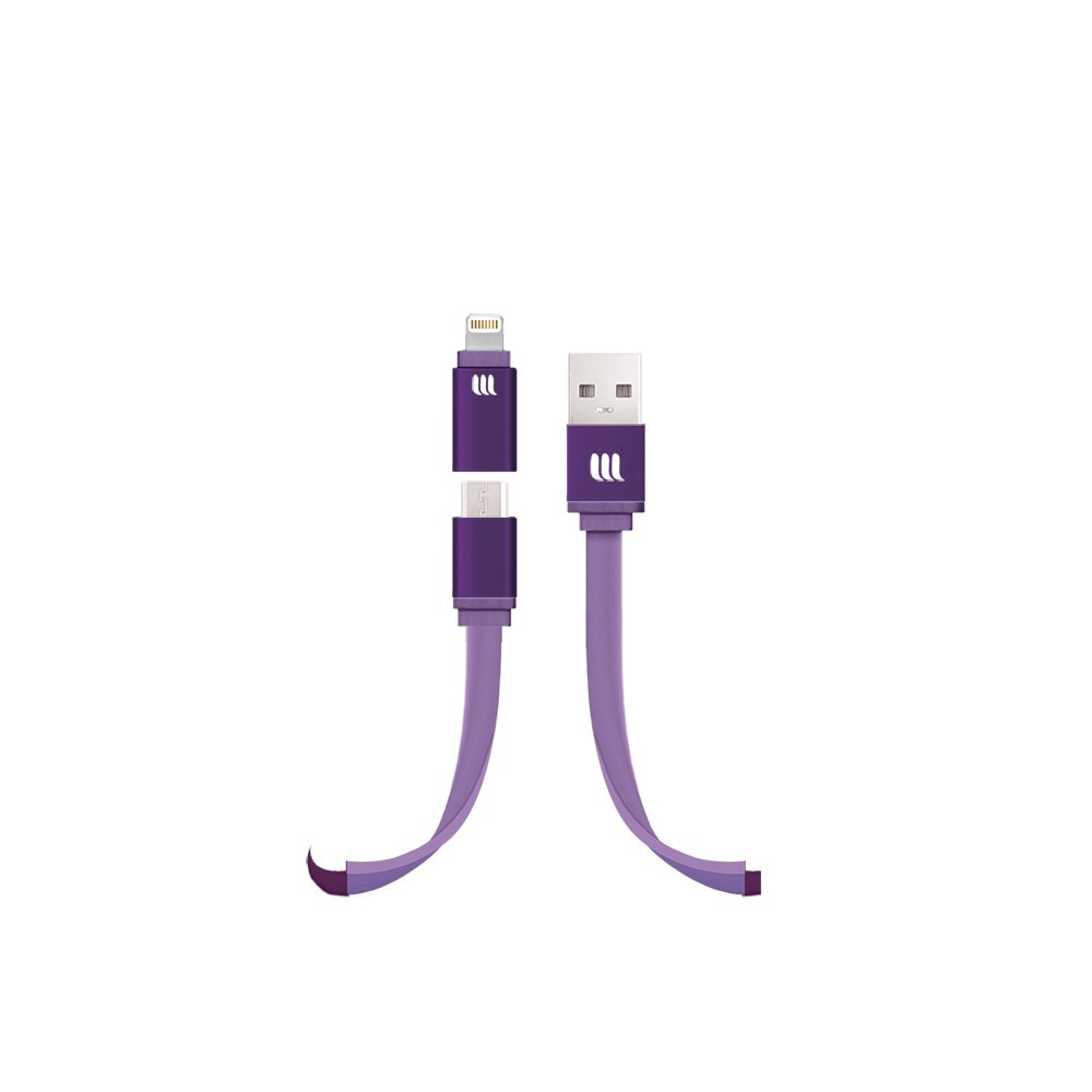 Câble Micro USB et Lightning certifié MFi Lifeworks violet de 1,5m