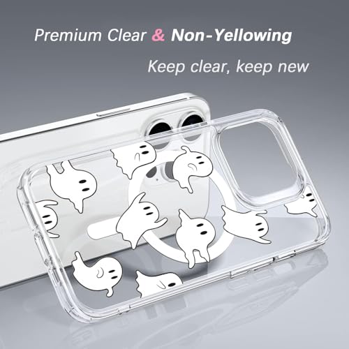 Houdqklee Magnetic Ghost Phone Case for iPhone 14 Pro, Cute Kawaii Halloween Case Compatible with MagSafe,Wireless Slim Clear Phone Cover for iPhone 14 Pro - image 5