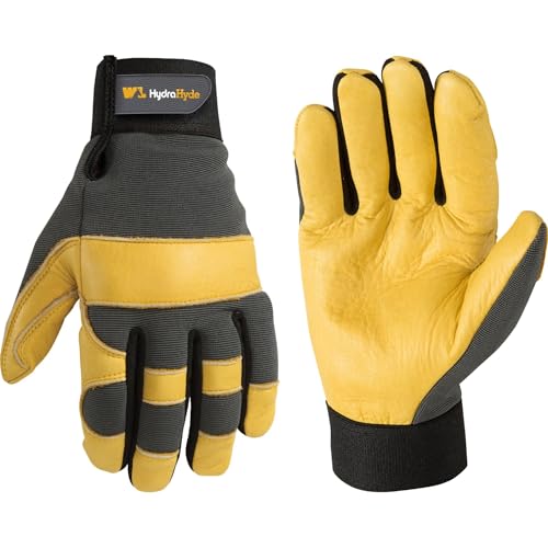 Wells Lamont Mens Leather Palm Work Gloves | Heavy Duty Form Fitting for Improved Dexterity | Made with Water-Resistant HydraHyde Grey X-Large (3203XL)