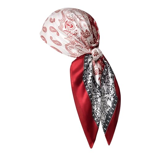 Image of 35 inch Men's Silk Cowboy Scarf - Oversized Western Bandana Neckwear, Large Square Scarf with Gift Packaging