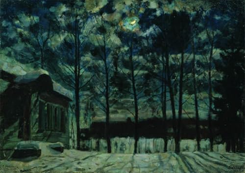 XcBAIHOUD Pinturas Famosas Lienzo con Imagen Impresion Lienzo La ventosa notte d'inverno Stanislav Zhukovsky para Regalo 60x90cm