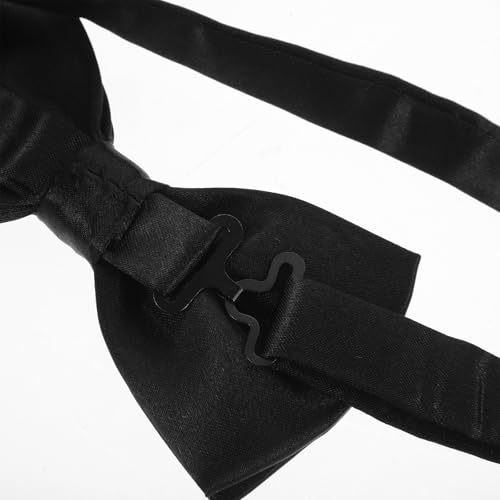 Set de pajarita, fajín y pañuelo negro para hombre miniatura 7