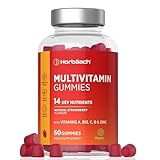 Multivitamin Gummies for Women and Men | 60 Vegan Gummies | 14 Essential Nutrients with Vitamins A, B12, C, D, & Zinc | Natural Strawberry Flavour | Supplement for Adults | by Horbaach - Image 1