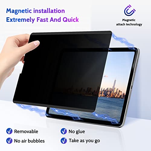 Image of Peslv Magnetic Privacy Screen Protector for iPad Air 5th 4th Generation & iPad Pro 11, Removable Anti Blue Light Glare Spy Private Filter, High Sensitive Bubble-Free Easy Install Black Security Screen