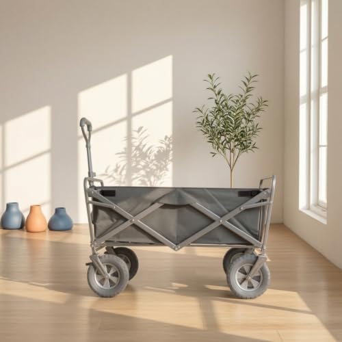 Carrito de mano plegable con ruedas cuádruples estables y bolsa ahorra espacio 5