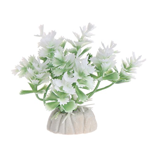 Shoresu Aquatic Plants Fish Tank Decor Artificial Green White Ornaments Aquarium Grass White & Green