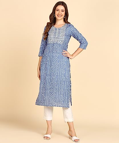 Image of Maaesa Printed Cotton Kurta for Women