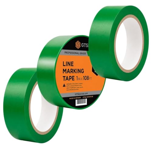 GTSE 2 inch x 108 ft Green PVC Vinyl Floor Tape, Safety Marking Tape, 3 Rolls, 6 mil Thick, Suitable for Dance Floors, Gyms, Warehouses, Sports Facilities