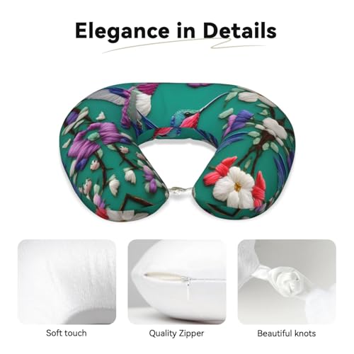 Almohada de viaje con bordado y soporte para cuello miniatura 4