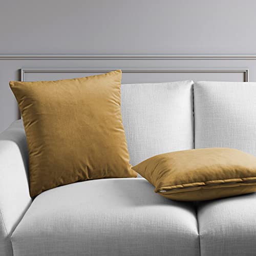 Image of HPD Half Price Drapes Cushion Cover 18 x 18 Heritage Plush Velvet - VPYC-190159-CC18PR - Pair, Retro Gold