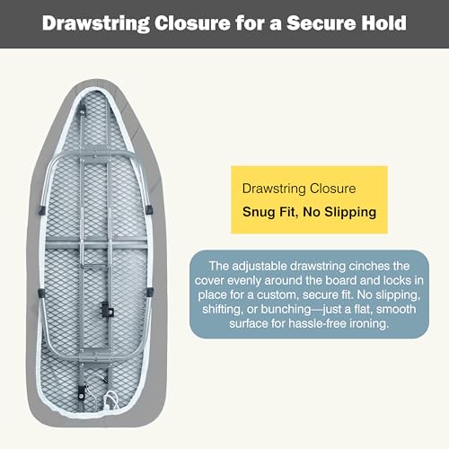 Image of Small Ironing Board Cover and Pad 12.5 inchx30 inch Small Iron Board Cover with Padding,Tabletop Mini Ironing Board Cover and Pad Small Size, Cotton Canvas, Heat Resistant, Drawstring Gray