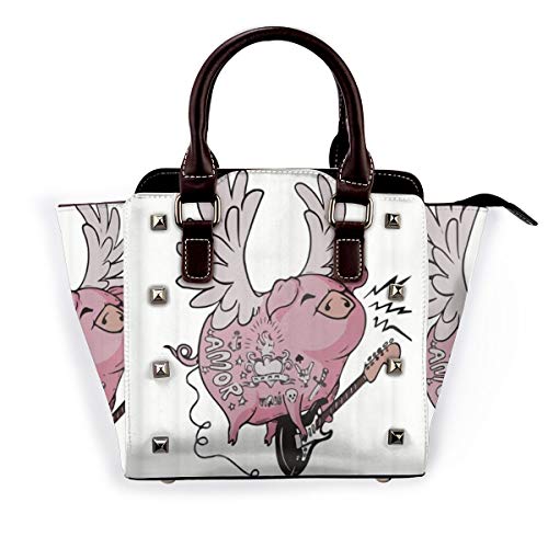 BROWCIN Funny Pig Cute Piggy With Angel Wings Amor Guitarra eléctrica Rock...