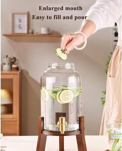 Lot de 2 distributeurs de boissons en verre avec support, idéal pour l'eau glacée, la limonade, le punch, le thé