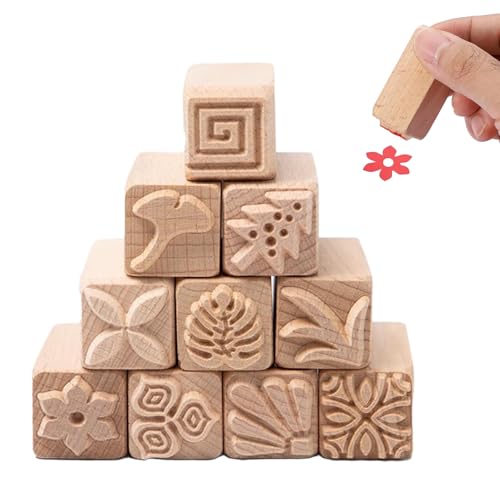 SZSMW 10 Sellos de Madera decorativos - Juego de Sellos de Arcilla - Sellos para Arcilla - Adecuado para áLbumes de Fotos, áLbumes de Recortes, Cartas, Diarios, Etiquetas, Manualidades Y Bricolaje