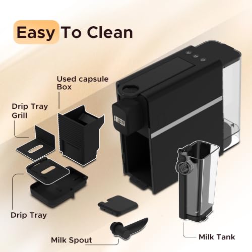 Image of COFFEEZA Lattisso Z Pod Coffee Machine | Cappuccino, Espresso & Lungo Maker | 20 Bar Italian Pump | Integrated Milk Frother | Compatible Nespresso Original Capsules