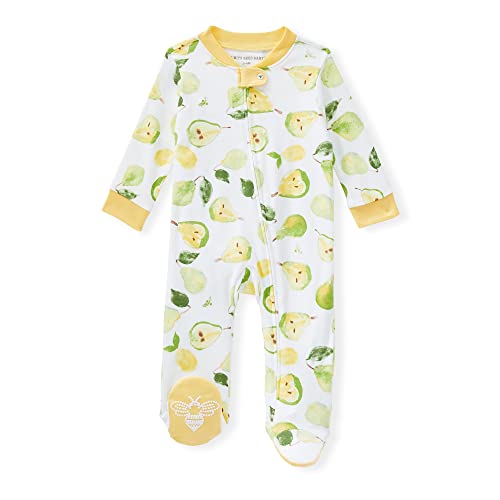 Burt's Bees Baby baby boys Play Pajamas, 100% Organic Cotton One-piece Romper Jumpsuit Zip Front Pjs and Toddler Sleepers, Perfect Pear, Newborn US