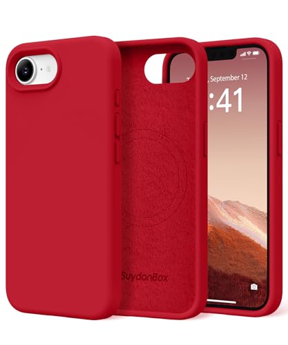 Image of Magnetic for iPhone 17e /iPhone 16e Case, Compatible with MagSafe, [Soft Anti-Scratch Microfiber Lining] Slim Silicone Shockproof Protective Phone Case for iPhone 17e /16e 6.1 inch, Deep Red