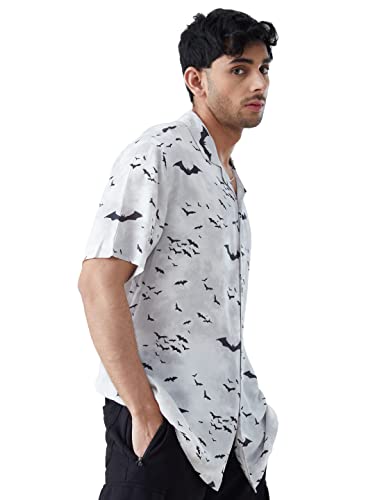 Image of The Souled Store| Official Batman: Go Hawai Mens and Boys Summer Shirts|Regular fit Graphic Printed| 100% Rayon White Color Summer Shirts Shirt for Men Casual Half Sleeves Regular Fit Printed Stylish