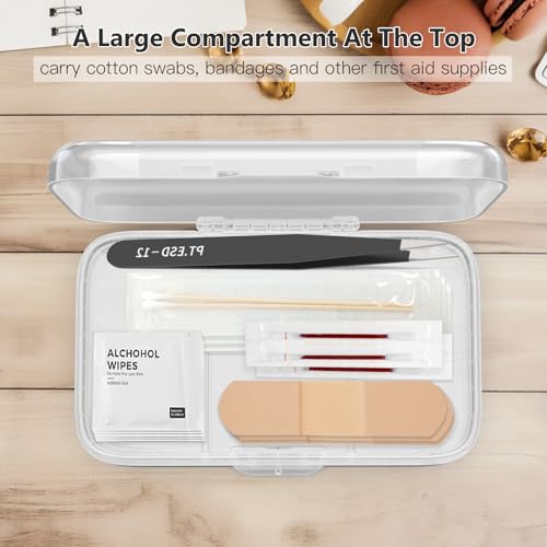 Image of FYY Weekly Pill Organizer with Labels,8 Compartments Travel Daily Pill Case Airtight Moistureproof Large Pill Box to Hold Vitamins, Fish Oil, Supplements,Cotton Swab and Bandages-Clear