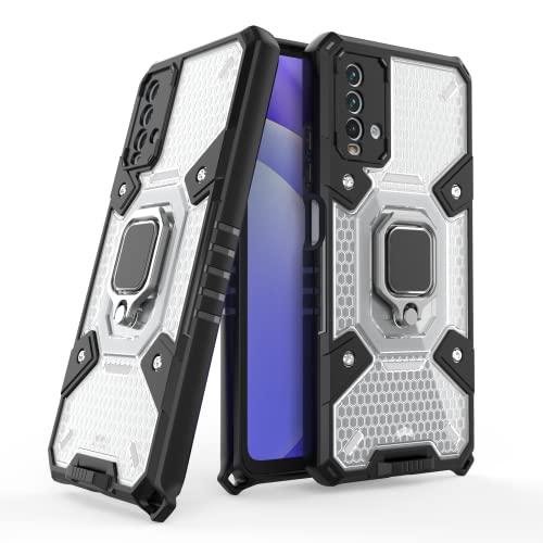 Image of zivite Thermoplastic Polyurethane Tough Armor Bumper Back Case Cover For Redmi 9 Power|Ring Holder & Kickstand In-Built|360 Degree Protection Back Case Cover For Redmi 9 Power (Transparent)