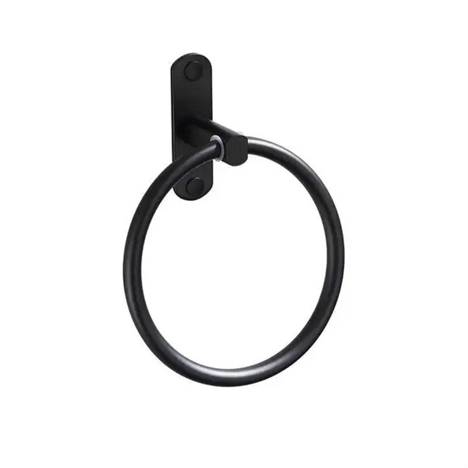 Towel Ring Black Finish Aluminum Bathroom Towel Holder Wall-Mounted Round Rings Rack
