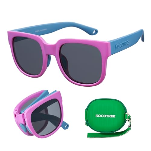 Foldable Kids Sunglasses, Colourful Flexible Frames for Boys & Girls, Single-Pack