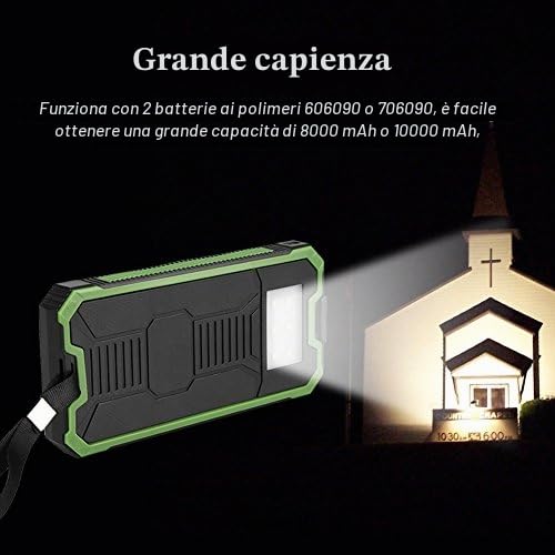 Ausla Banca di energia solare portatile ricarica veloce doppio USB Polar Mobile Power Bank caso fai da te Kit Verde