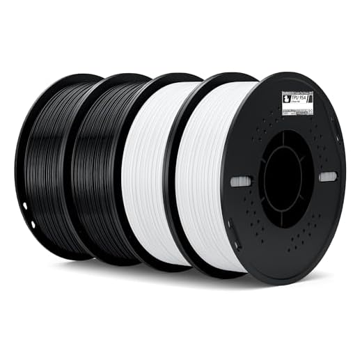 ELEGOO TPU Filament 1.75mm Black & White 4KG, 95A Flexible Soft 3D Printing Filament 4pcs 1KG Spool(2.2lbs) Fits for Most FDM 3D Printers