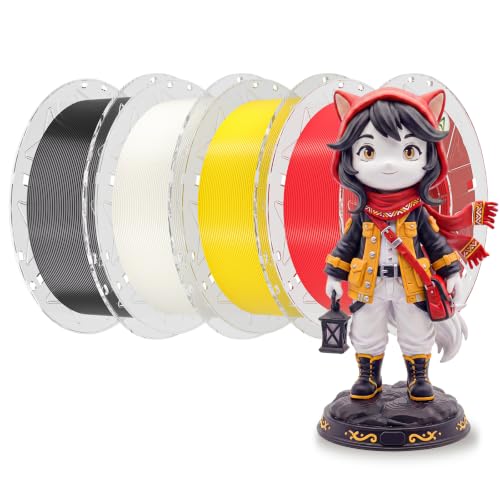 Image of Creality 3D Printer RFID Filament Bundle, Hyper PLA Filament 1.75mm for 3D Printing, Hyper PLA RFID Filament No-Tangling High Precision, 1KG(2.2 lbs) Spool (Black+White+Yellow+Red)