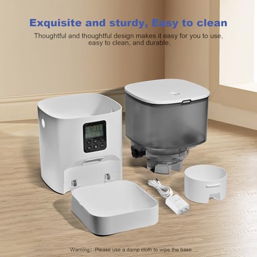 Automatic Cat Feeder, 4L Cat Food Dispenser with 10s Voice Recorder, Pet Feeder up to 8 Meals per Day, Timed Dog Feeder with Dry Food Sealed Ring (White, 4L-Basic) - Image 6