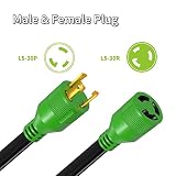 RVMATE 3 x przewód przedłużający generator Prong 30 A, 50 stóp, NEMA L5-30P / L5-30R 125 V SJTW Jacket
