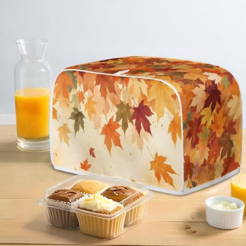 Image of Talayituse Fall Maple Leaf Print Toaster Cover 4 Slice Wide Slot, Lightweight Bread Maker Cover Dust Protection Washable Appliance Bag Autumn Decor, M