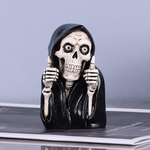 4129Y-lJgCL._AC_ XIAOMAGG Funny Grim Reaper Skeleton Figurine 3.9 Inch Resin Gothic Grim Reaper Decoration Thumb Up Hand Gesture - Dark Humor Gifts for Women Mini Vintage Halloween Home