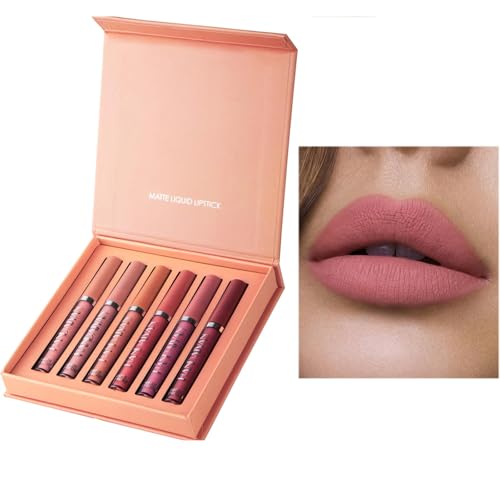 Pintalabios, Mate Líquido Pintalabios Lápiz labial Conjunto, mate impermeable Brillo de labios Duradero Copa antiadherente lápiz labial Kit de maquillaje Lip Glaze (02)