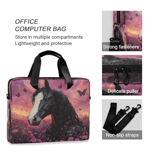 Bolso para laptop ALAZA negro con diseño floral rosa miniatura 5