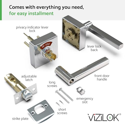 VIZILOK Commercial Door Lock for Bathroom Privacy, Safety, R3FS Square Vacant Occupied Indicator in Satin Chrome, ANSi Grade2, Perfect for Restaurants, Medical Offices, Airbnb, Dorms, Gyms by VIZILOK - Used condition - Image 4