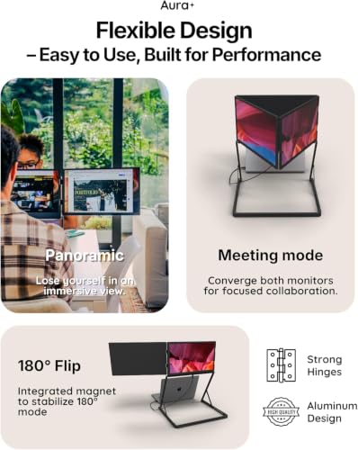 Image of | Triple Aero Pro Max 15.6 inch | Portable Monitor Extender | Full Aluminum | Quad Screens | 3x15.6 inch FHD 1080P HDR IPS | USB-C & HDMI | Compatible 11-18 inch Laptops Windows MacOS