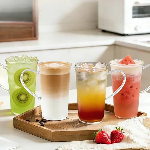 Set de 2 tazas de vidrio Borosilicato 550 ml con cucharas miniatura 6