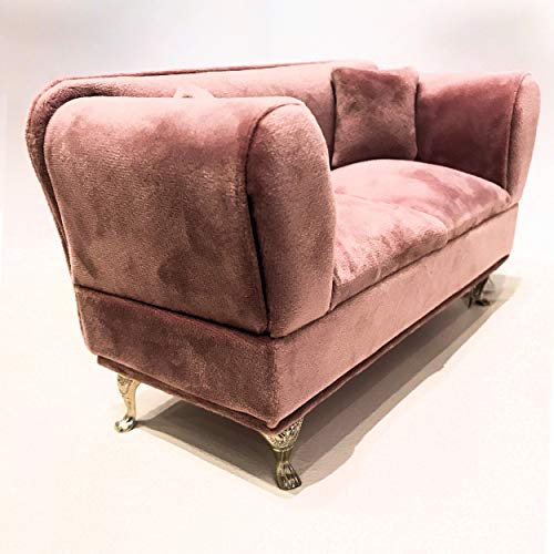 Glam Pink Passion Jewelry Couch, Flip Open Compartments, 6:1 Doll House Size Sofa, 9 Inch Long