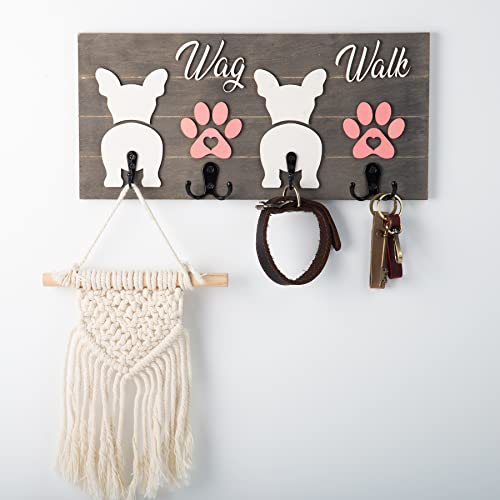 HiPeep Dog Leash Holder for Wall Personalized Dog Paw Wall-Mounted Decorative Key Rack Hooks Hanger for Entryway, Hallway, Farmhouse Dog Items Storage Organizer Home Wall Decor