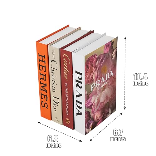 4 Pcs Decorative Faux Books for Home Decor – Modern Fake Books for Coffee Table, Bookshelf & Bedroom, Stacked Book Set for Aesthetic Decor
