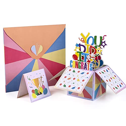 Giiffu Pop Up Graduation Card, Congrats Grad Cards, Personalized Graduation Gift Card for Her, Him, Daughter, Granddaughter, Graduation Card 2024 with Envelopes and Note Card (You Did it) - Thumbnail 3