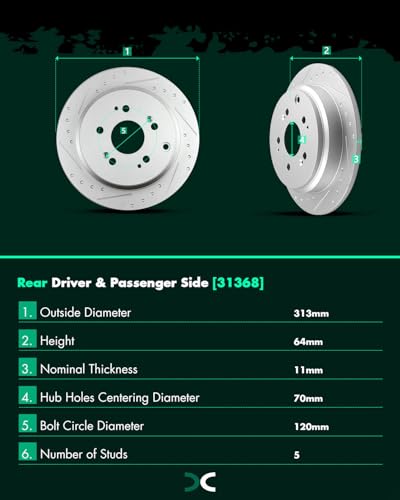 Image of SCITOO Rear 12.32 inch Brake Pads and Rotors Kits Fit For Honda Odyssey 2005 2006 2007 2008 2009 2010